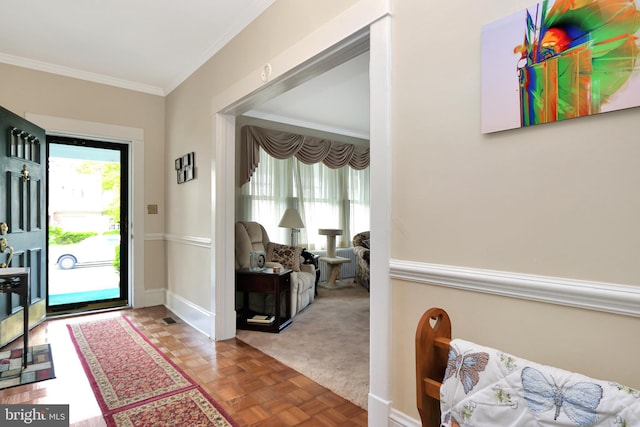 604 Market St, Pocomoke City, MD 21851 - foyer featuring crown molding and baseboards