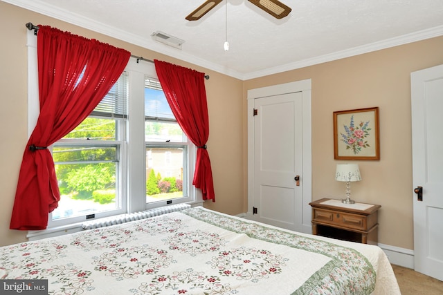604 Market St, Pocomoke City, MD 21851 - bedroom featuring ornamental molding and ceiling fan