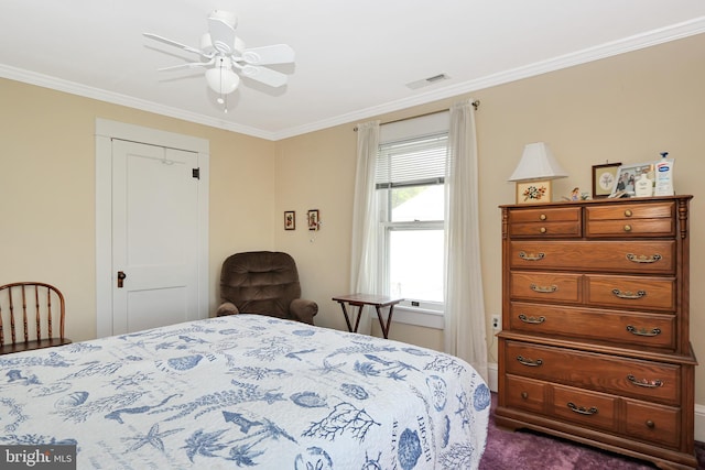 604 Market St, Pocomoke City, MD 21851 - bedroom with crown molding and ceiling fan