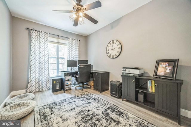 19 Hickory Ridge Ct, Mullica Hill, NJ 08062 - home office featuring a ceiling fan, wood finished floors, and baseboards