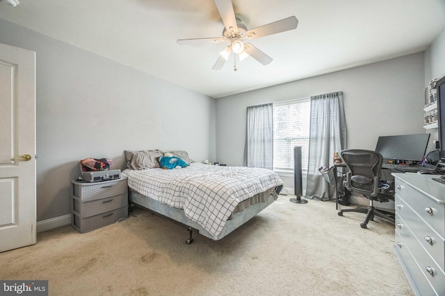 19 Hickory Ridge Ct, Mullica Hill, NJ 08062 - bedroom featuring light carpet, an office area, a ceiling fan, and baseboards