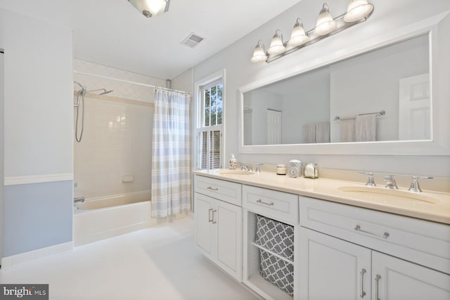 9300 Olivia Pl, Burke, VA 22015 - full bathroom featuring double vanity and shower / tub combo