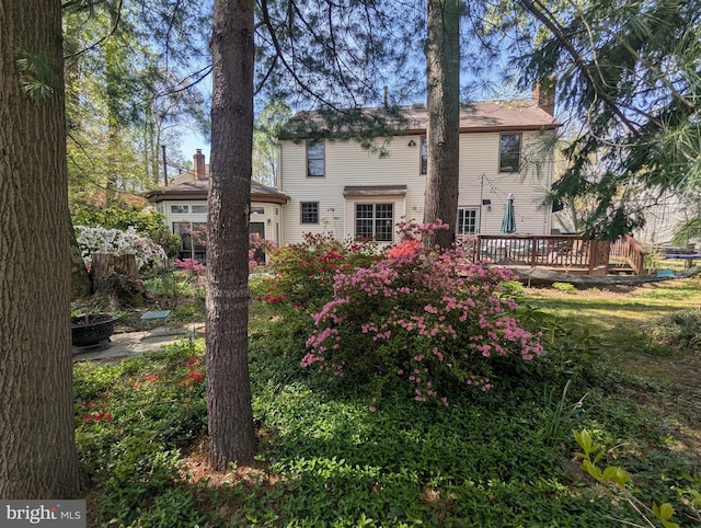 9300 Olivia Pl, Burke, VA 22015 - rear view of property with a deck and a chimney