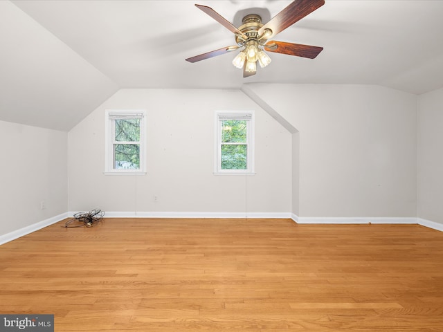 6748 Glenkirk Rd, Baltimore, MD 21239 - bonus room with lofted ceiling, light wood-type flooring, baseboards, and a ceiling fan