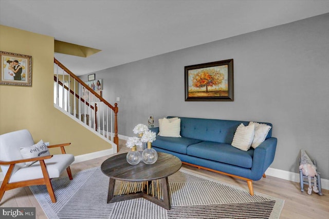 7 Kantner Ln N, Reading, PA 19607 - living area with stairs, wood finished floors, and baseboards
