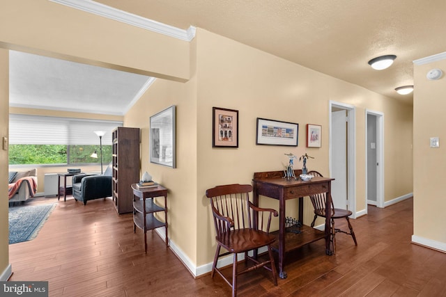 4515 Willard Ave Unit 610S, Chevy Chase, MD 20815 - hallway with ornamental molding, hardwood / wood-style flooring, baseboards, and a textured ceiling