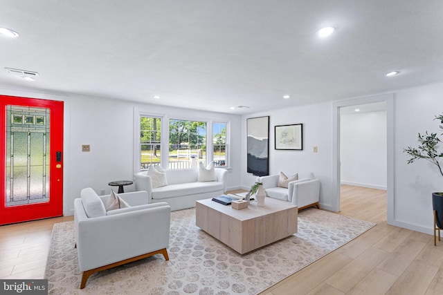 347 Clarks Tract Tract, Keswick, VA 22947 - living room with light wood-type flooring and recessed lighting