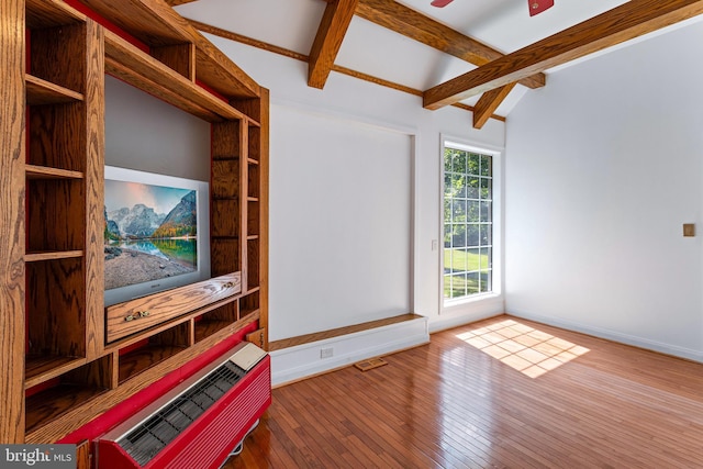 347 Clarks Tract Tract, Keswick, VA 22947 - unfurnished living room featuring hardwood / wood-style floors and a ceiling fan