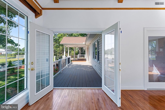 347 Clarks Tract Tract, Keswick, VA 22947 - unfurnished sunroom with french doors