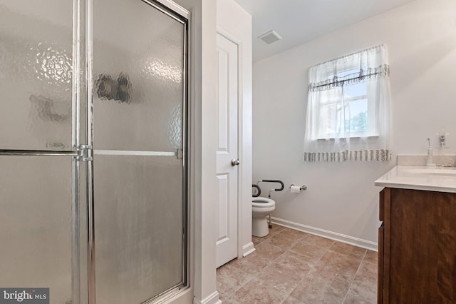 1 Bertram Dr, Glen Burnie, MD 21060 - full bath with toilet, vanity, a shower stall, and baseboards