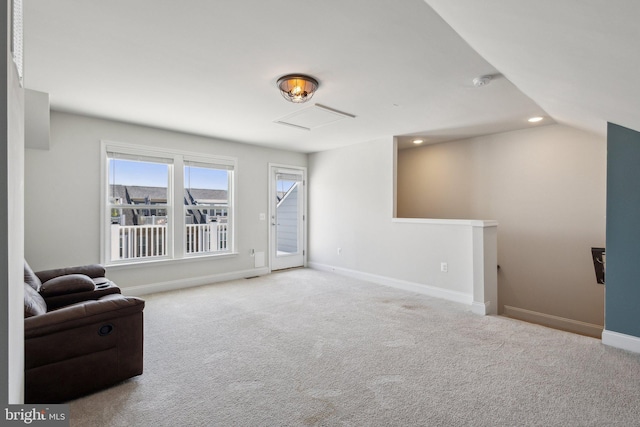 1909 Greenbriar Hall Rd, Dumfries, VA 22026 - unfurnished room with an upstairs landing, carpet floors, baseboards, and recessed lighting