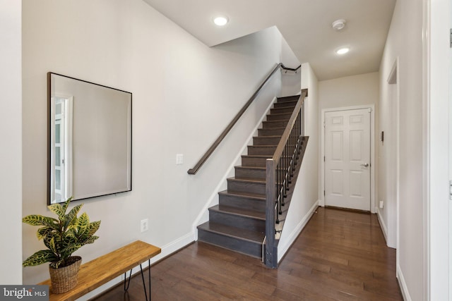 1909 Greenbriar Hall Rd, Dumfries, VA 22026 - staircase with wood finished floors, baseboards, and recessed lighting