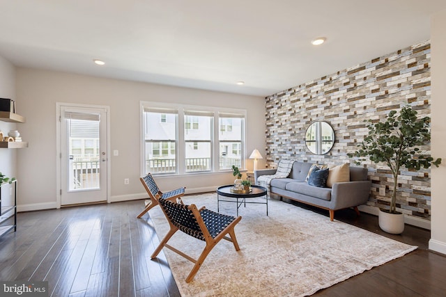 1909 Greenbriar Hall Rd, Dumfries, VA 22026 - living room with plenty of natural light, dark wood-type flooring, baseboards, and recessed lighting