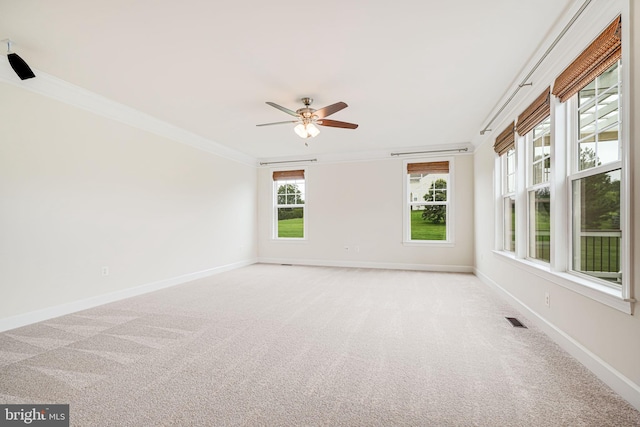 7425 Signal Hill Rd, Manassas, VA 20111 - empty room with light colored carpet, ceiling fan, and ornamental molding