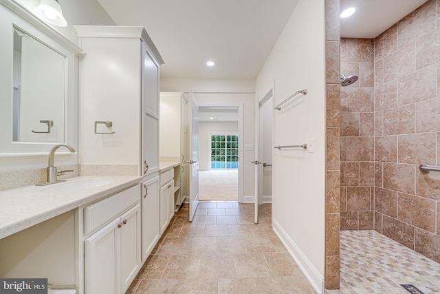 7425 Signal Hill Rd, Manassas, VA 20111 - full bathroom featuring a walk in shower, vanity, and recessed lighting
