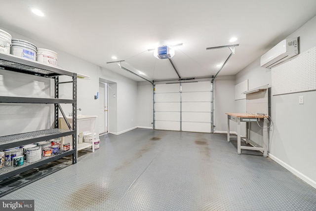 7425 Signal Hill Rd, Manassas, VA 20111 - garage with a wall unit AC, a garage door opener, and recessed lighting