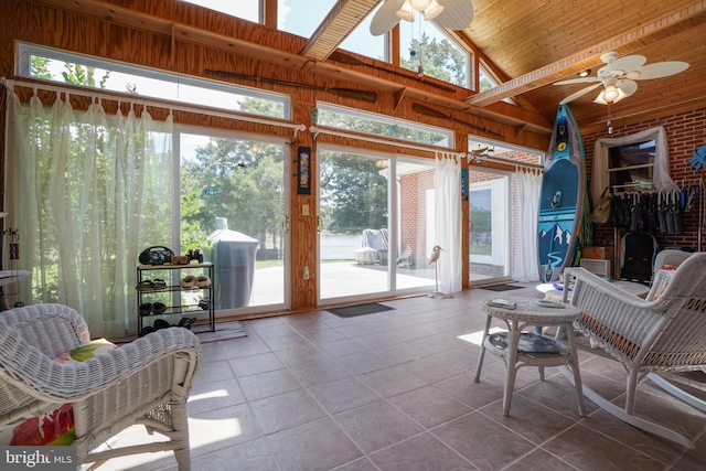 5509 Waterview Dr, Cambridge, MD 21613 - sunroom / solarium with a ceiling fan, vaulted ceiling, and plenty of natural light