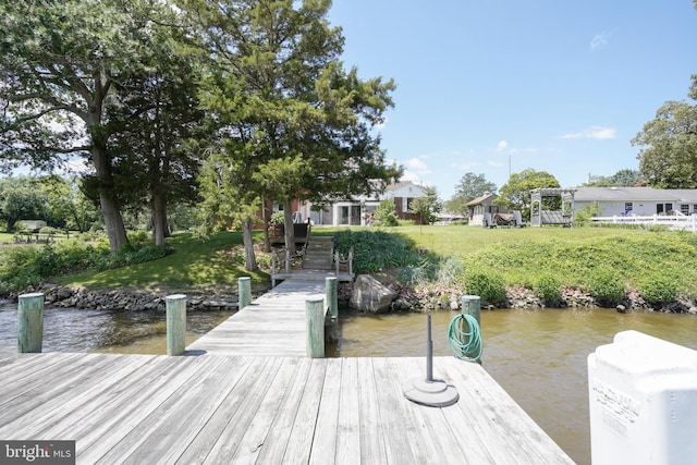 5509 Waterview Dr, Cambridge, MD 21613 - dock area featuring a water view and a lawn
