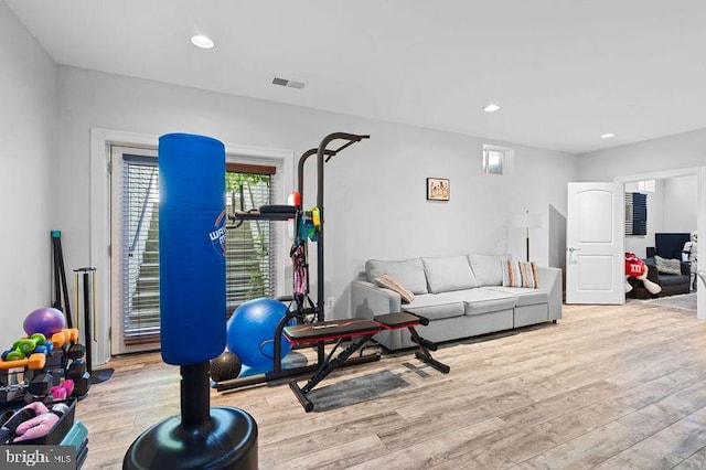 42735 Macauley Pl, Ashburn, VA 20148 - exercise area with wood finished floors and recessed lighting