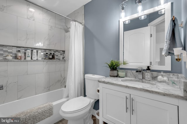1328 Cox Cv, Stoney Beach, MD 21226 - bathroom with vanity, toilet, and shower / tub combo with curtain