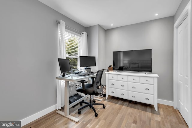 1328 Cox Cv, Stoney Beach, MD 21226 - office area with wood finished floors, baseboards, and recessed lighting