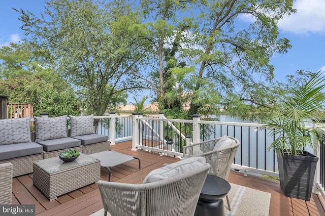 1328 Cox Cv, Stoney Beach, MD 21226 - wooden terrace featuring an outdoor hangout area and a water view
