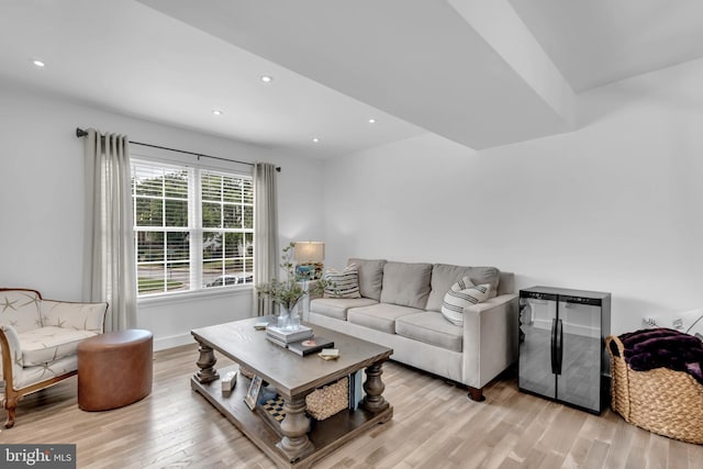 1328 Cox Cv, Stoney Beach, MD 21226 - living room featuring light wood finished floors, recessed lighting, and baseboards