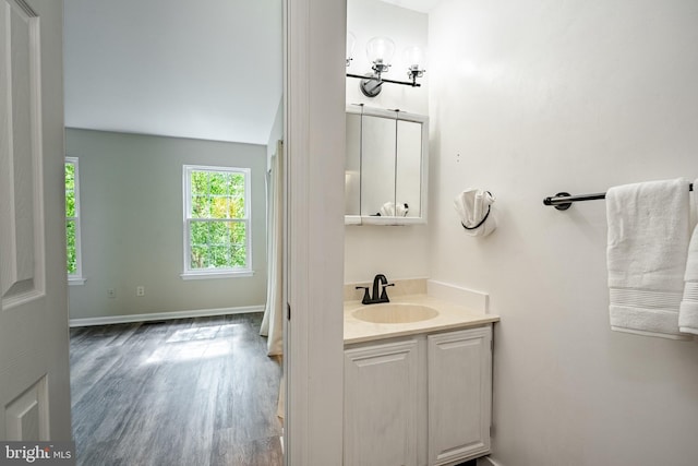 2806 Eagle Rd Unit 2806, West Chester, PA 19382 - bathroom with wood finished floors, vanity, and baseboards