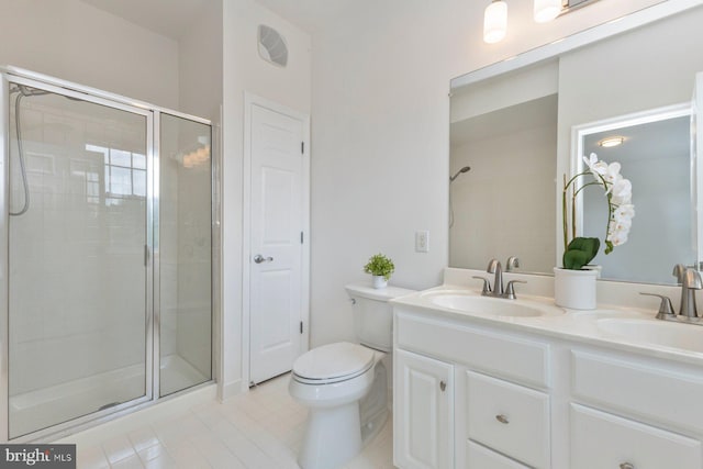1859 Cedar Cove Way Unit 201, Woodbridge, VA 22191 - bathroom with a shower stall, double vanity, tile patterned flooring, and toilet