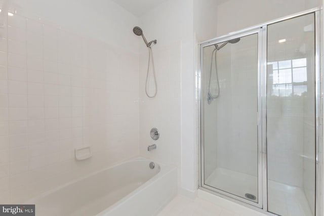 1859 Cedar Cove Way Unit 201, Woodbridge, VA 22191 - full bathroom with a tile shower, a tub to relax in, and tile patterned flooring