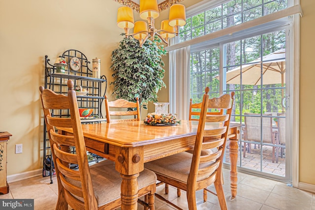 137 Keller Way, Mays Landing, NJ 08330 - dining room featuring a chandelier, light tile patterned floors, and baseboards
