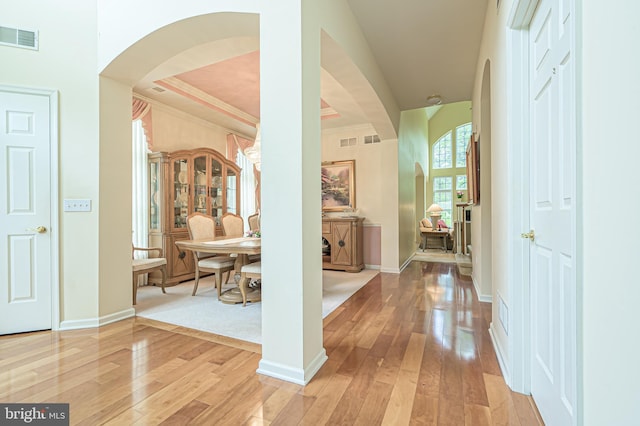 137 Keller Way, Mays Landing, NJ 08330 - foyer with light wood-style floors, arched walkways, and baseboards