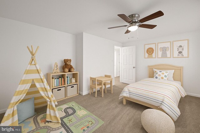 711 E Center St, Nesquehoning, PA 18240 - bedroom with carpet, baseboards, and ceiling fan