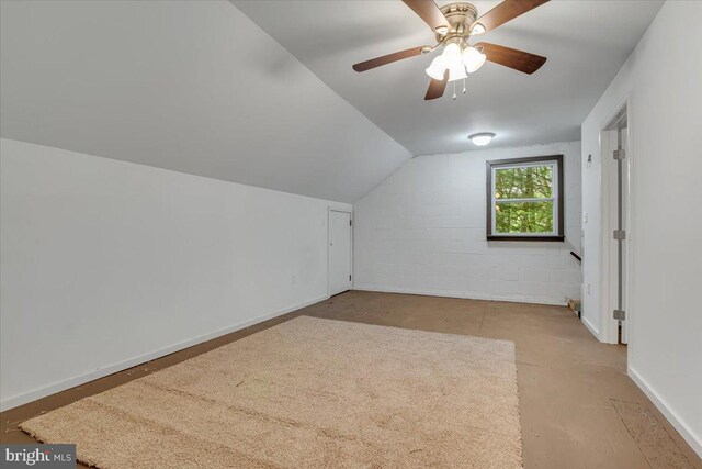 711 E Center St, Nesquehoning, PA 18240 - additional living space featuring concrete floors, vaulted ceiling, ceiling fan, and baseboards