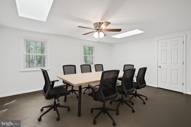 711 E Center St, Nesquehoning, PA 18240 - office with a skylight, baseboards, and ceiling fan