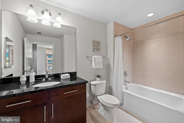 157 Fleet St Unit 1006, Oxon Hill, MD 20745 - bathroom featuring toilet, tile patterned floors, vanity, shower / bathtub combination with curtain, and baseboards