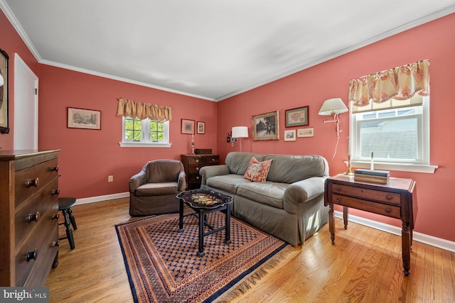 121 Hilltop Rd, Philadelphia, PA 19118 - living area featuring light wood-type flooring, baseboards, and crown molding
