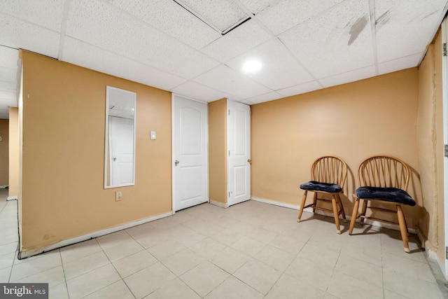 7252 Brent Rd, Upper Darby, PA 19082 - sitting room with a paneled ceiling, baseboards, and light tile patterned floors
