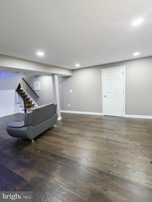 402 W Maple Ave, Sterling, VA 20164 - finished below grade area with stairway, baseboards, wood finished floors, and recessed lighting