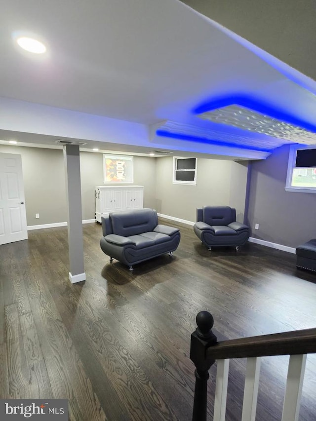 402 W Maple Ave, Sterling, VA 20164 - exercise area featuring baseboards, wood finished floors, and recessed lighting