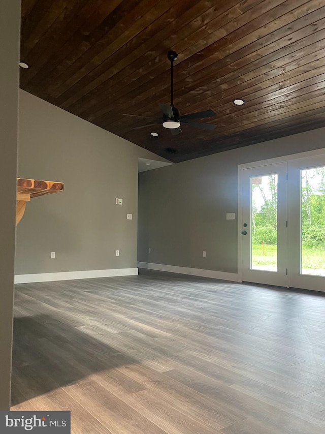 211 Workman Dr, Keyser, WV 26726 - spare room featuring wood ceiling, a ceiling fan, wood finished floors, and baseboards