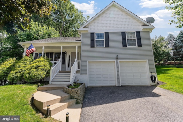 3195 Atlee Ridge Rd, New Windsor, MD 21776 - tri-level home featuring an attached garage, driveway, a porch, and a front lawn