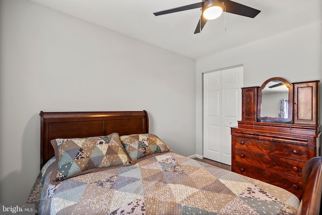 3195 Atlee Ridge Rd, New Windsor, MD 21776 - carpeted bedroom with ceiling fan, baseboards, and a closet