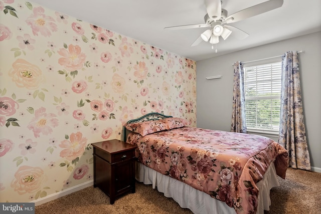 3195 Atlee Ridge Rd, New Windsor, MD 21776 - bedroom with light colored carpet, baseboards, and ceiling fan