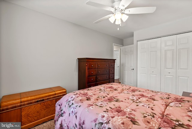 3195 Atlee Ridge Rd, New Windsor, MD 21776 - bedroom featuring a closet, ceiling fan, and carpet floors