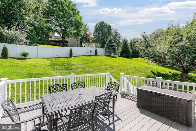 3195 Atlee Ridge Rd, New Windsor, MD 21776 - wooden terrace featuring outdoor dining space and a lawn