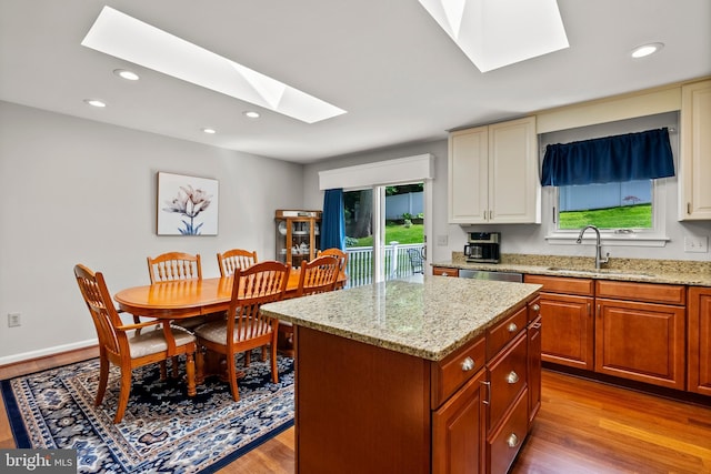 3195 Atlee Ridge Rd, New Windsor, MD 21776 - kitchen with a skylight, healthy amount of natural light, light stone counters, and recessed lighting