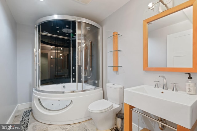 850 Still Creek Ln, Gaithersburg, MD 20878 - full bathroom with vanity, toilet, baseboards, and enclosed tub / shower combo