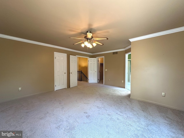448 Country Club Dr, Lansdale, PA 19446 - unfurnished bedroom featuring light colored carpet, crown molding, baseboards, and a ceiling fan