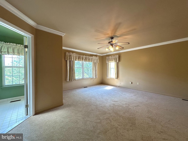 448 Country Club Dr, Lansdale, PA 19446 - carpeted spare room featuring crown molding, ceiling fan, and baseboards